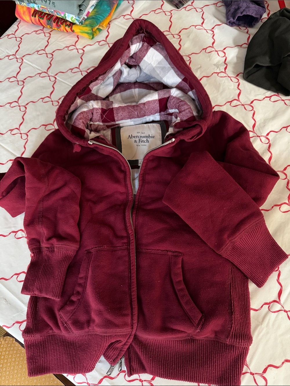 Abercrombie & Fitch women’s heavy Maroon Zip-Up Hooded lined Sweatshirt like new
